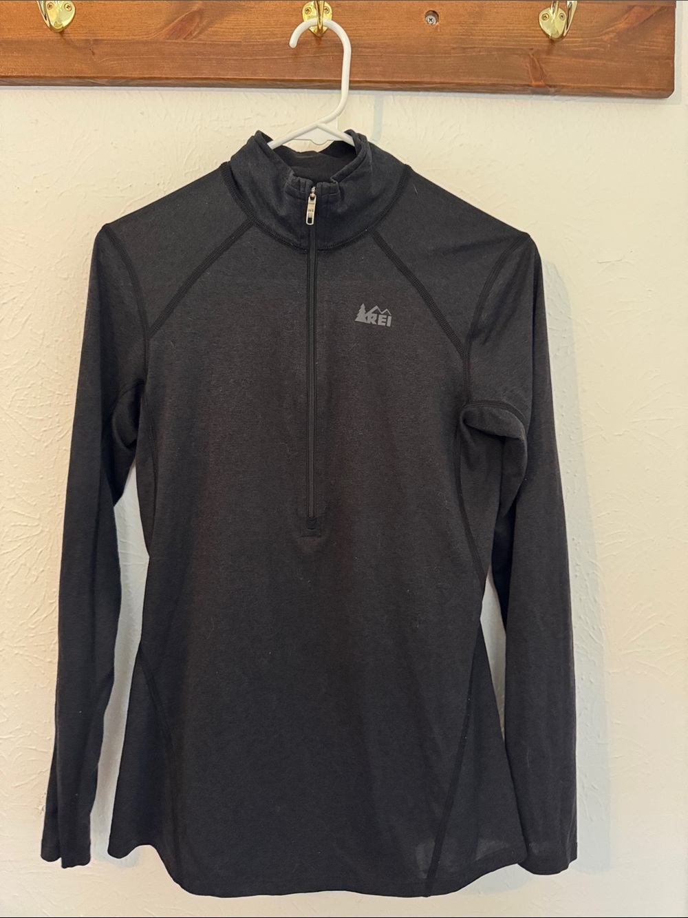 REI Women's Black Long-Sleeve Half-Zip Mock Neck Top